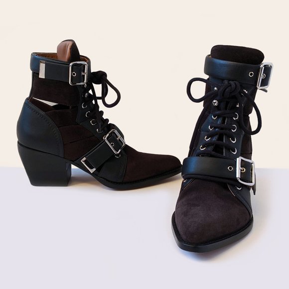 Chloe Rylee Black Suede And Leather Boots | 37.5 - Picture 6 of 16